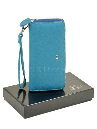 Фото Жіночий шкіряний гаманець-клатч W38 l-blue № 1