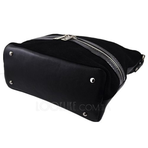 Фото Замшевая сумка модель 377 черная с серебром № 3