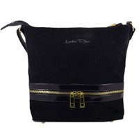 Замшева сумка модель 377 чорна з золотом