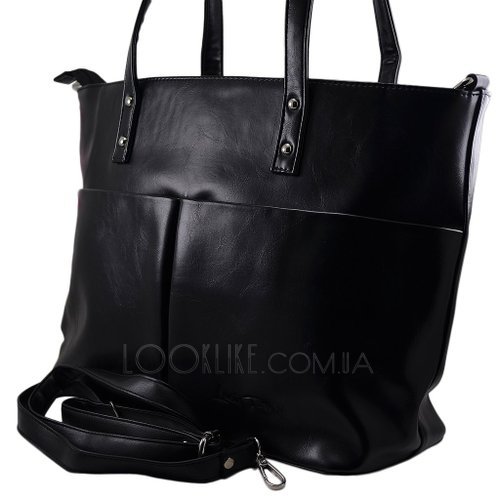 Фото Жіноча сумка модель 448 чорна з кишенями № 3