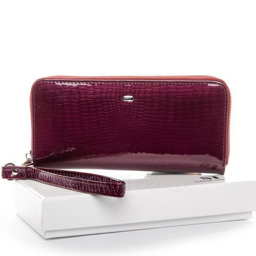 Фото Шкіряний лаковий гаманець модель W38 purple-red № 1