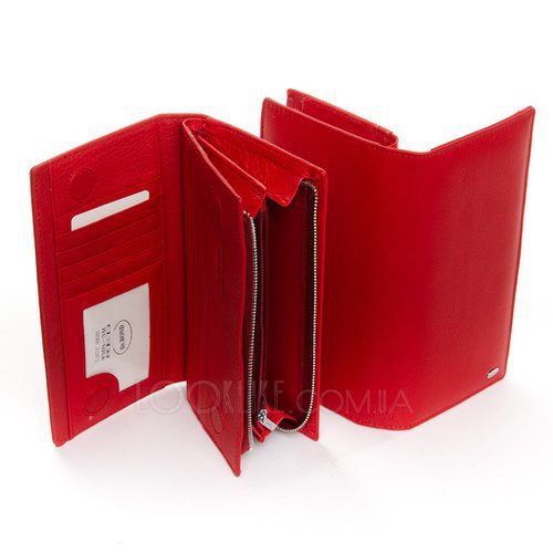 Фото Красный кожаный кошелек модель DR. BOND WMB-3M red № 3