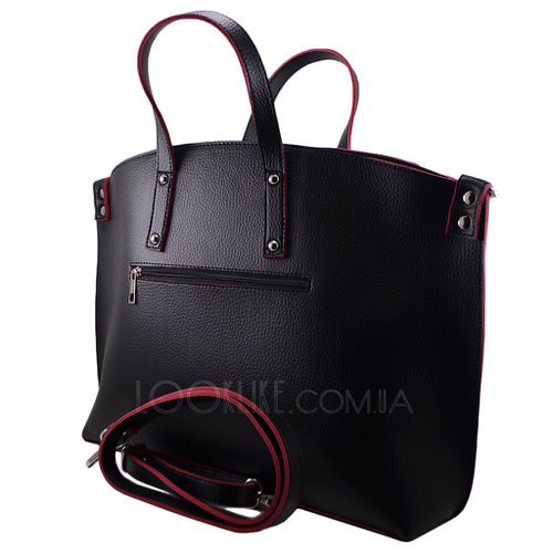 Фото Жіноча сумка тоут модель 495 чорна з червоним № 2