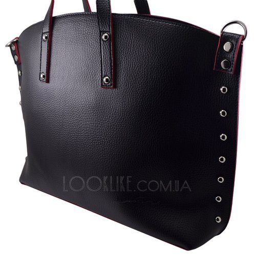 Фото Жіноча сумка тоут модель 495 чорна з червоним № 4