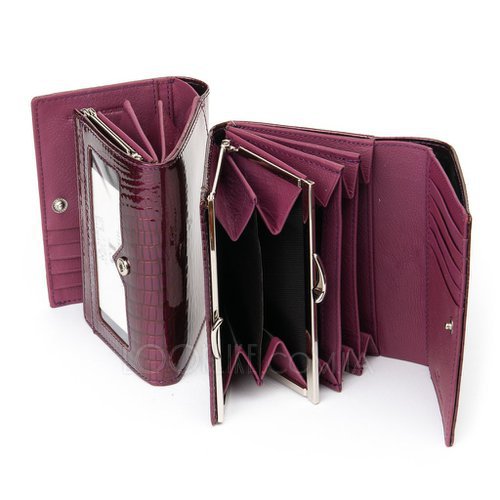 Фото Лаковый кожаный кошелек ST WS-12 purple-red № 3