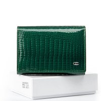 Лаковий шкіряний гаманець ST WS-12 2 dark-green