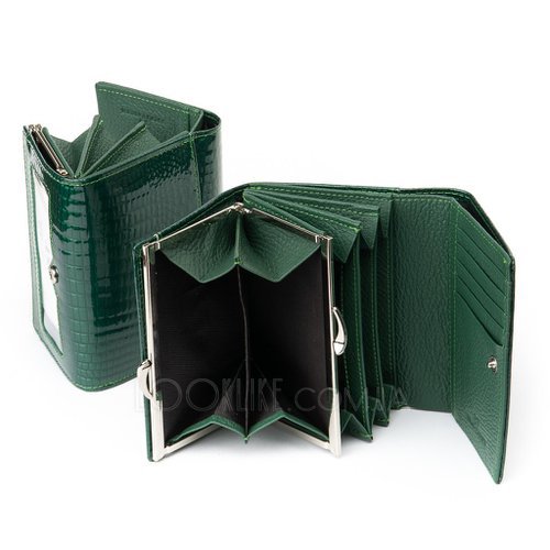 Фото Лаковый кожаный кошелек ST WS-12 2 dark-green № 3