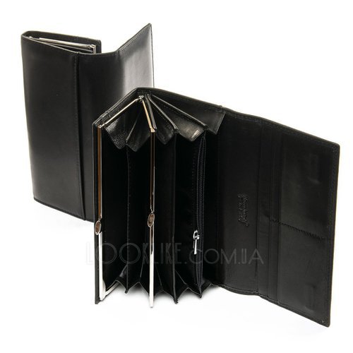 Фото Черный кожаный кошелек модель W1-V-2 black № 3