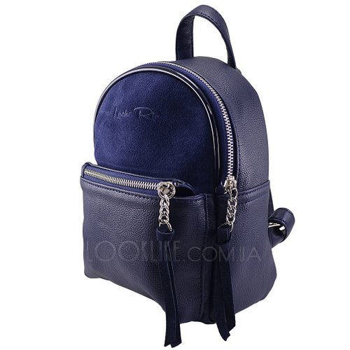 Фото Міський рюкзак ТМ Lucherino, Замш з лаковим обідком, темно-синій № 1