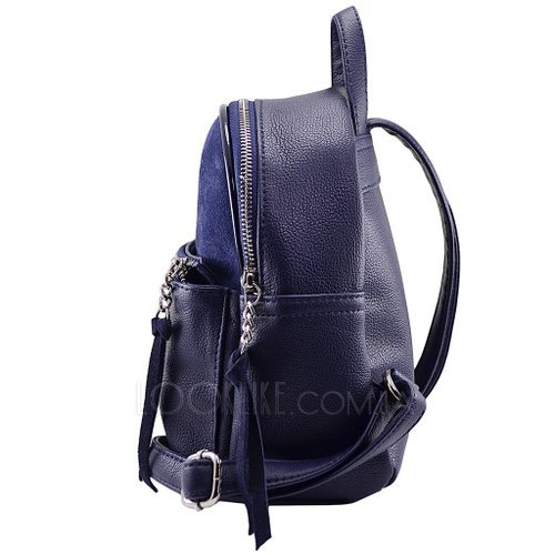 Фото Міський рюкзак ТМ Lucherino, Замш з лаковим обідком, темно-синій № 4